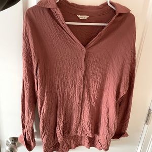 Max studio button down textured cotton shirt